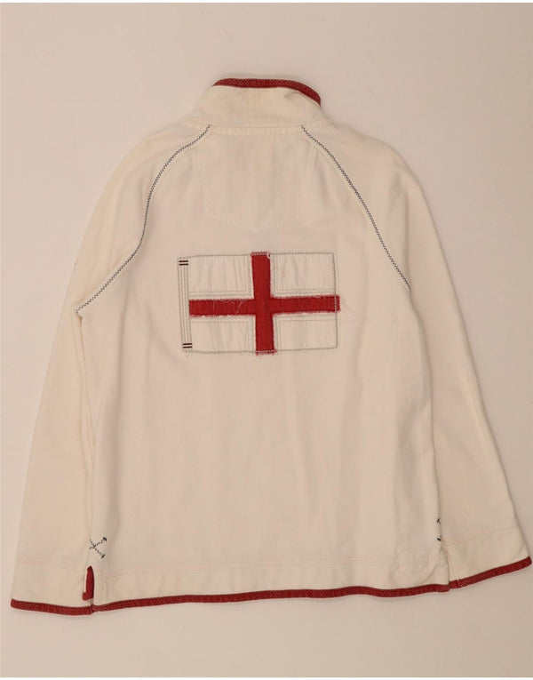 Fat Face Mens Graphic Zip Neck Sweatshirt Jumper Medium White Cotton