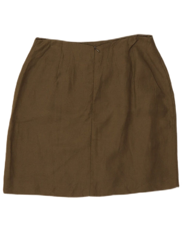 LAURA LINDOR Womens Mini Skirt EU 40 Medium W28  Khaki Polyamide