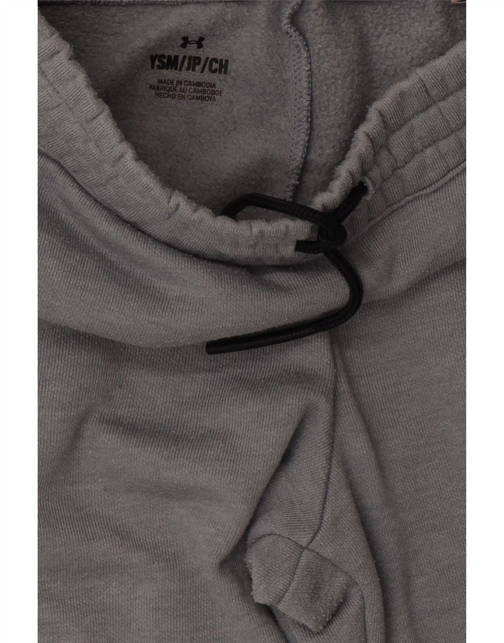 UNDER ARMOUR Girls Graphic Tracksuit Trousers Joggers 7-8 Years Small Grey