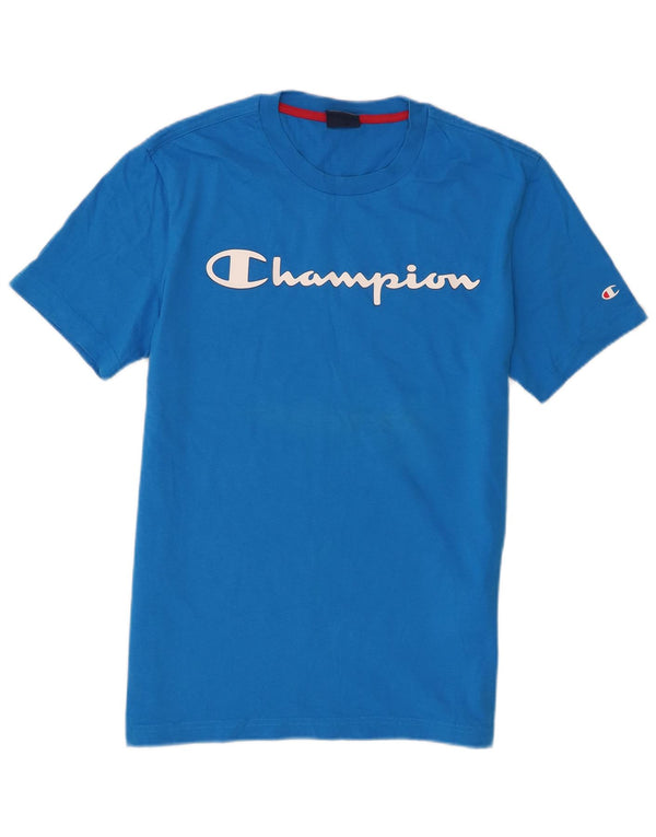 Champion Mens Graphic T-Shirt Top Small Blue Cotton