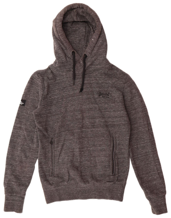 SUPERDRY Mens Hoodie Jumper Small Grey Flecked Cotton