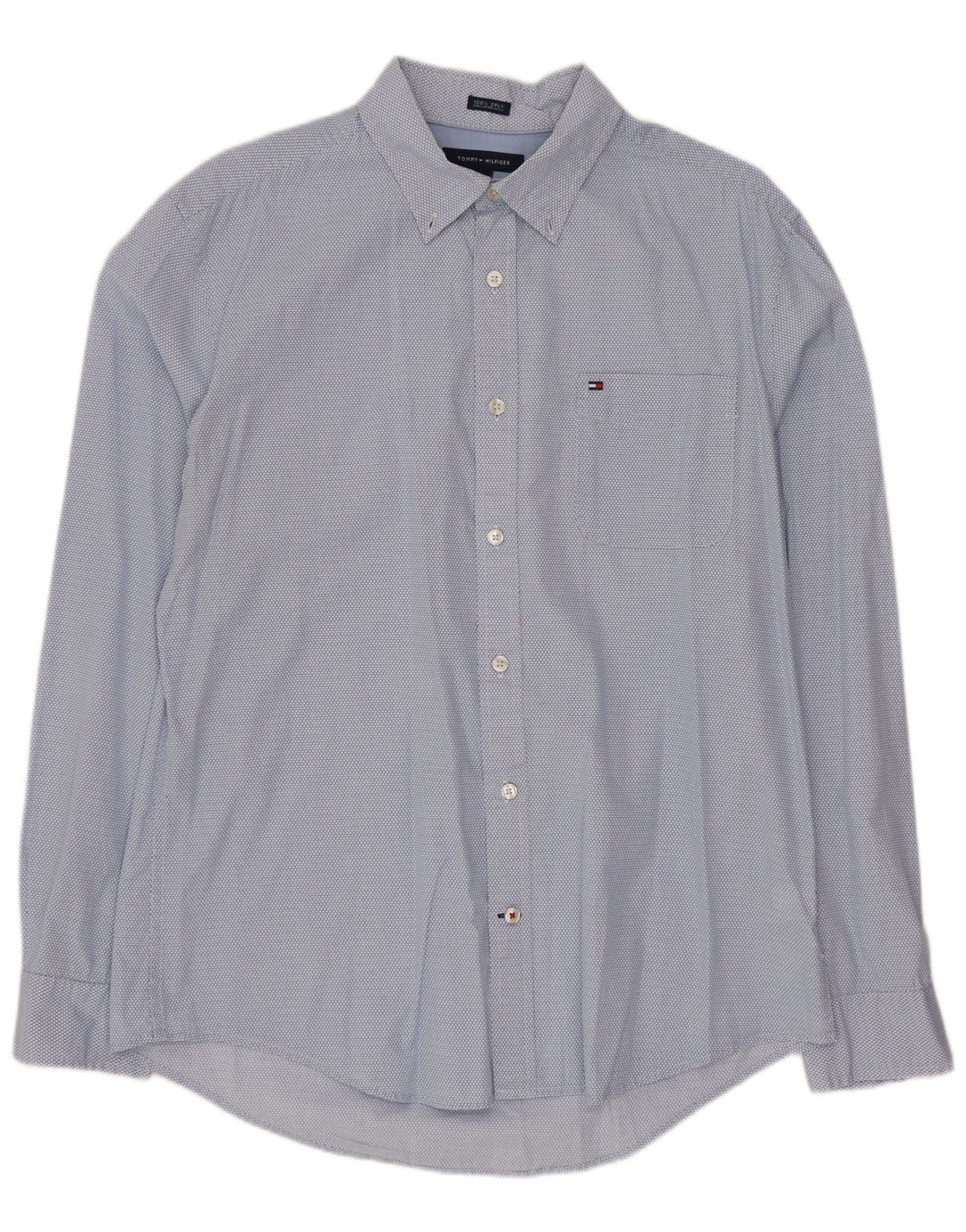 Tommy Hilfiger Mens Shirt Large Blue Spotted Cotton