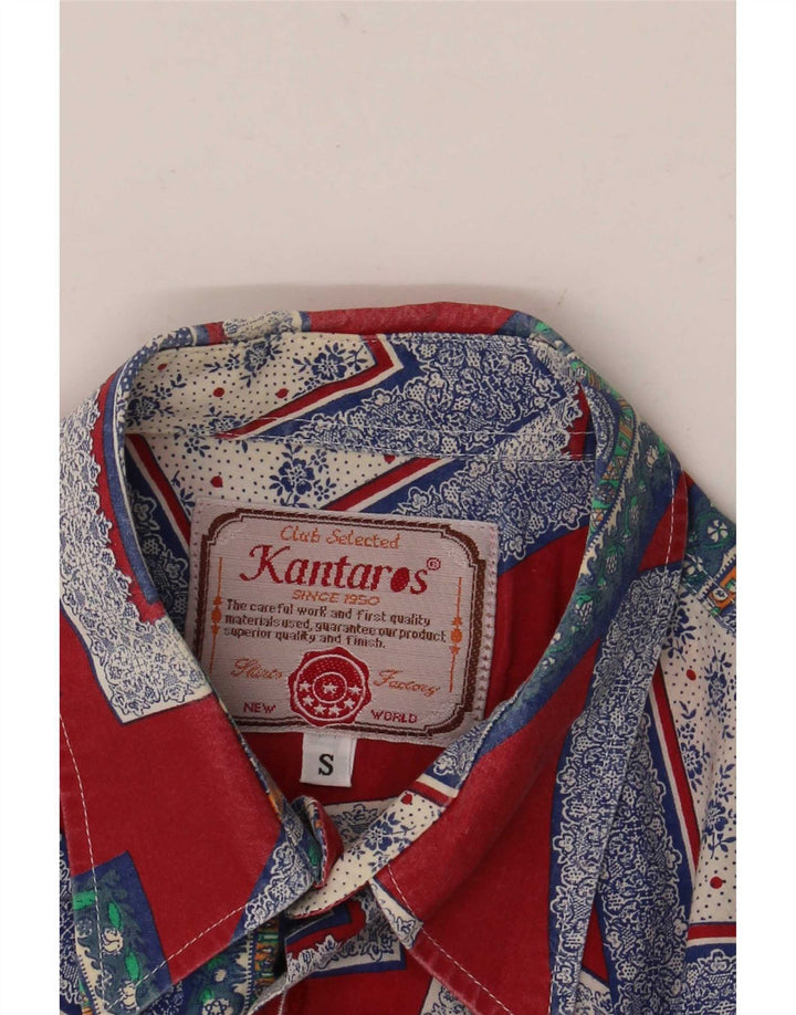 Kantaros Mens Short Sleeve Shirt Small Red Geometric