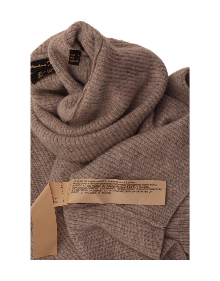 MASSIMO DUTTI Womens Roll Neck Jumper Sweater UK 16 Large Grey Wool
