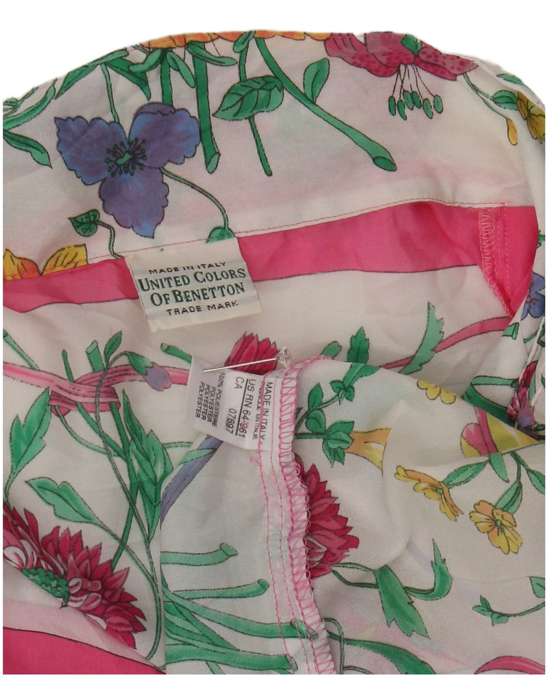 BENETTON Womens Oversized Shirt Blouse UK 14 Medium Multicoloured Floral