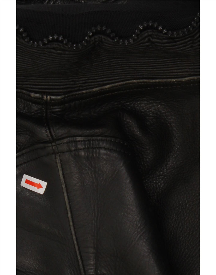 VINTAGE Womens Trousers EU 38 Medium W28 L27 Black Colourblock Leather