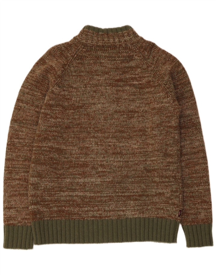 Bear Mens Cardigan Sweater Large Khaki Flecked Wool