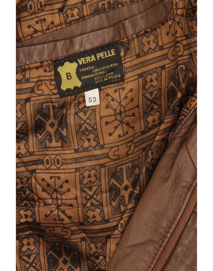Vintage Mens Leather Jacket IT 52 XL Brown Leather