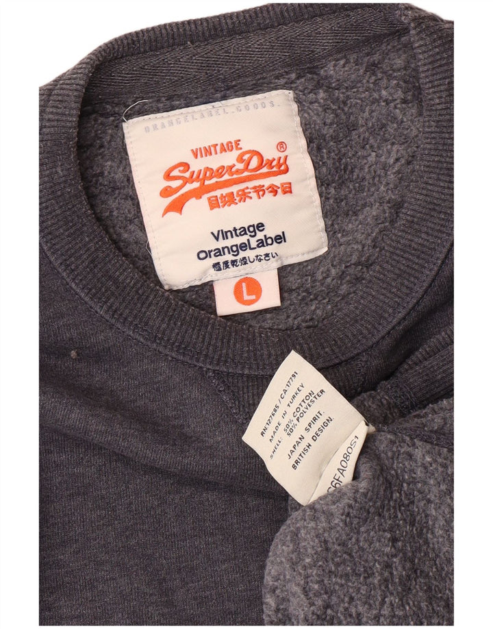 Superdry Mens Sweatshirt Jumper Large Grey Cotton Retro