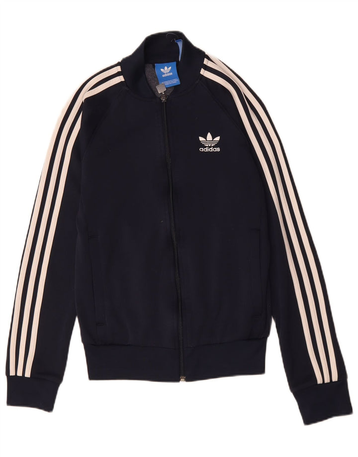 Adidas Mens Tracksuit Top Jacket Small Navy Blue Polyester