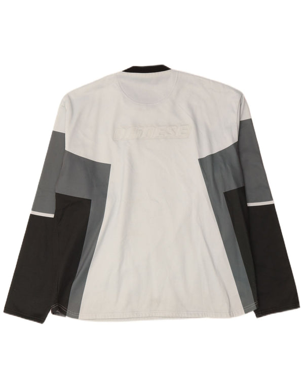 DAINESE Mens Graphic Top Long Sleeve Large White Colourblock Polyester