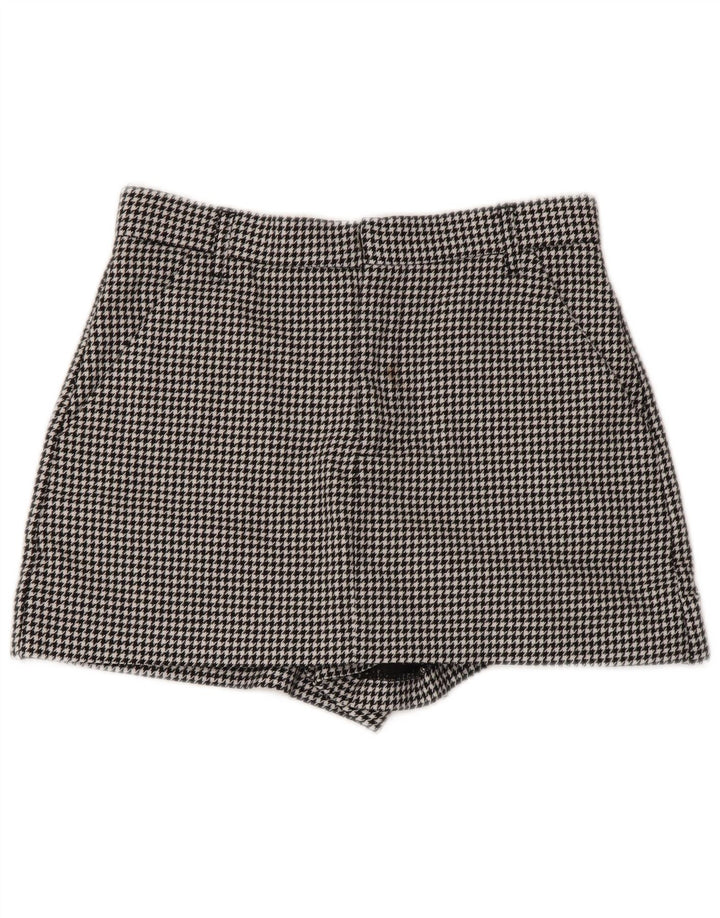Zara Womens Chino Shorts Small W26  Black Houndstooth
