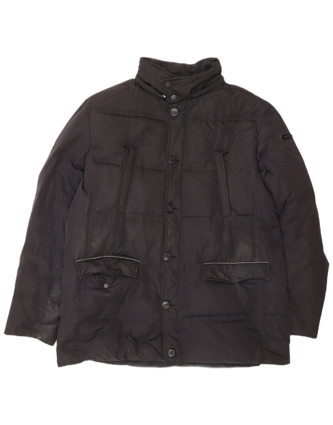 TRUSSARDI JEANS Mens Padded Jacket IT 56 3XL Black Polyester