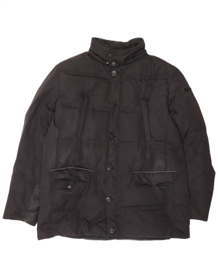 TRUSSARDI JEANS Mens Padded Jacket IT 56 3XL Black Polyester