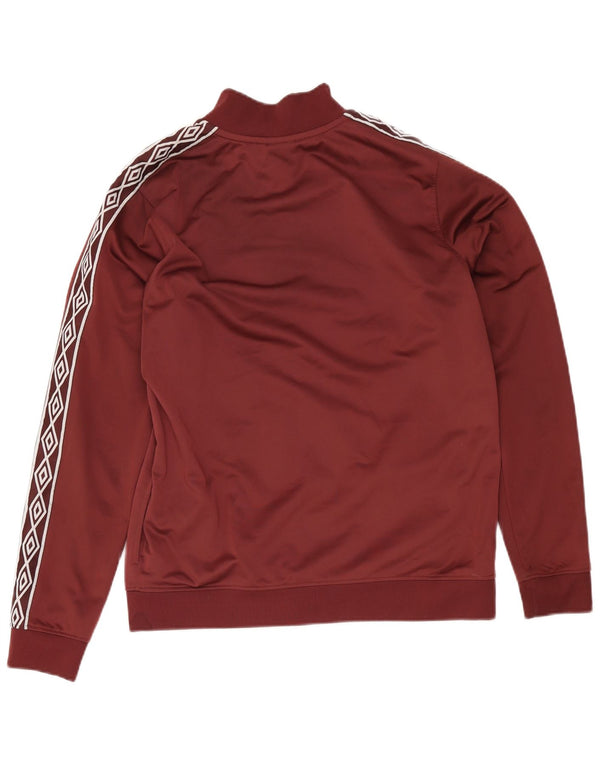 Umbro Womens Graphic Tracksuit Top Jacket UK 16 Large Burgundy Polyester
