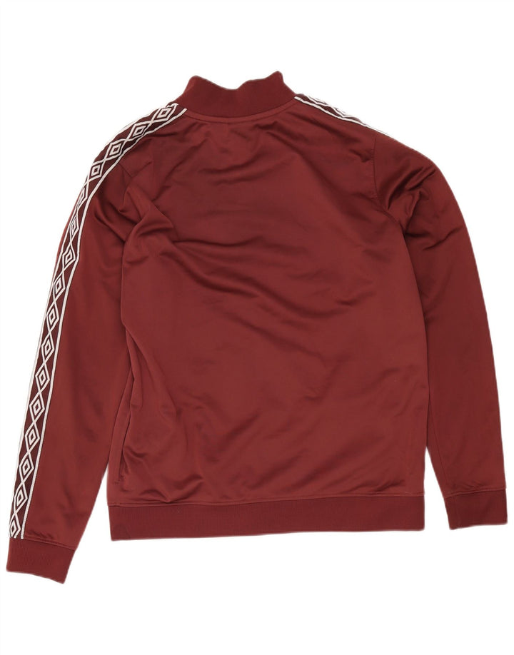 Umbro Womens Graphic Tracksuit Top Jacket UK 16 Large Burgundy Polyester