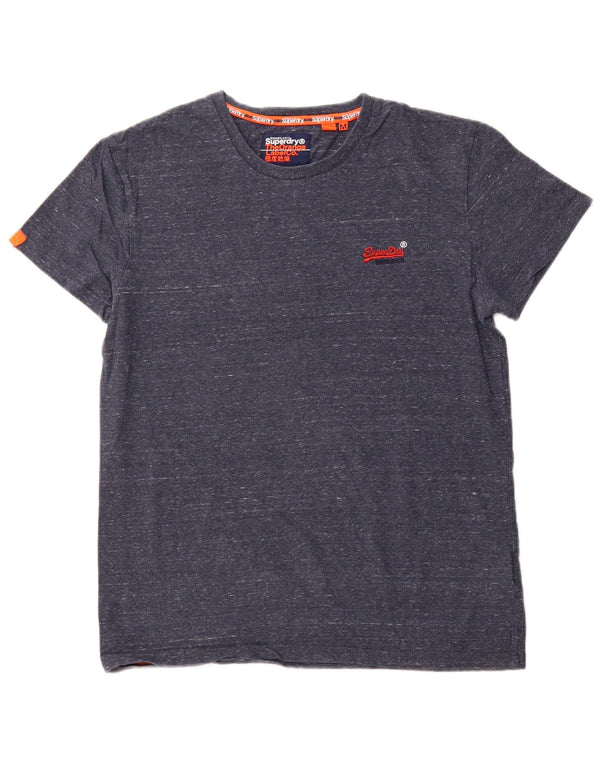 SUPERDRY Mens T-Shirt Top Medium Navy Blue Flecked Cotton