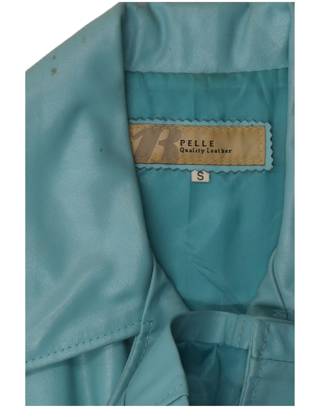 VINTAGE Womens Leather Jacket UK 10 Small Blue Leather