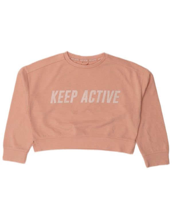 Zara Girls Crop Graphic Sweatshirt Jumper 11-12 Years Pink
