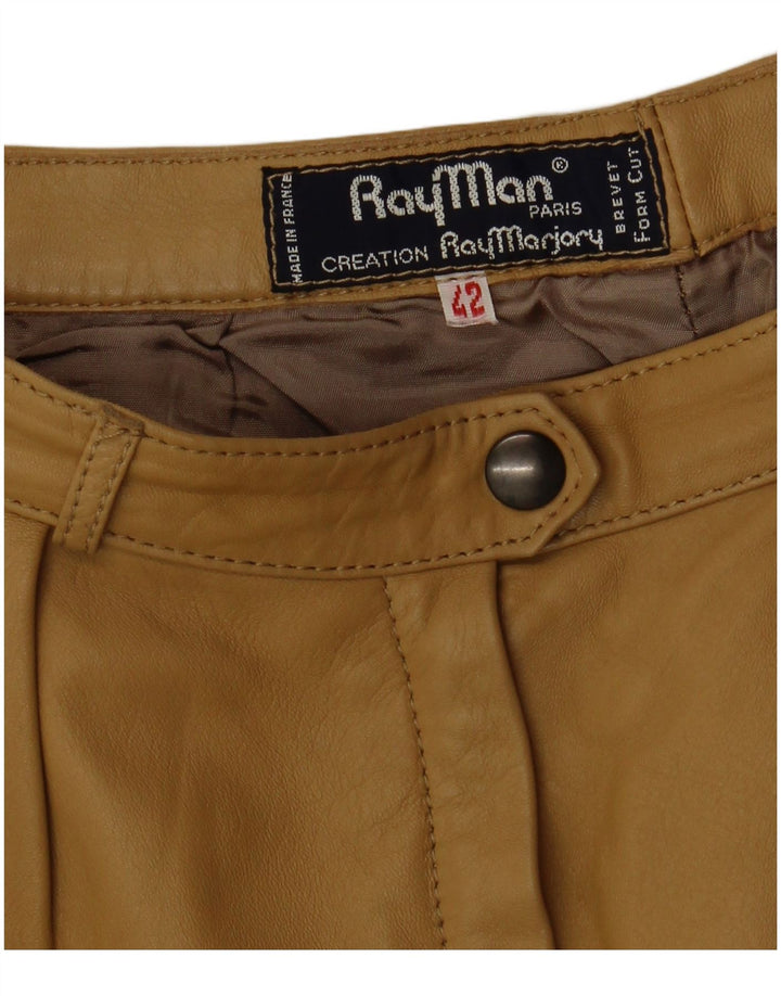 RAY MARJORY Womens Pegged Leather Trousers IT 42 Medium W28 L30 Khaki