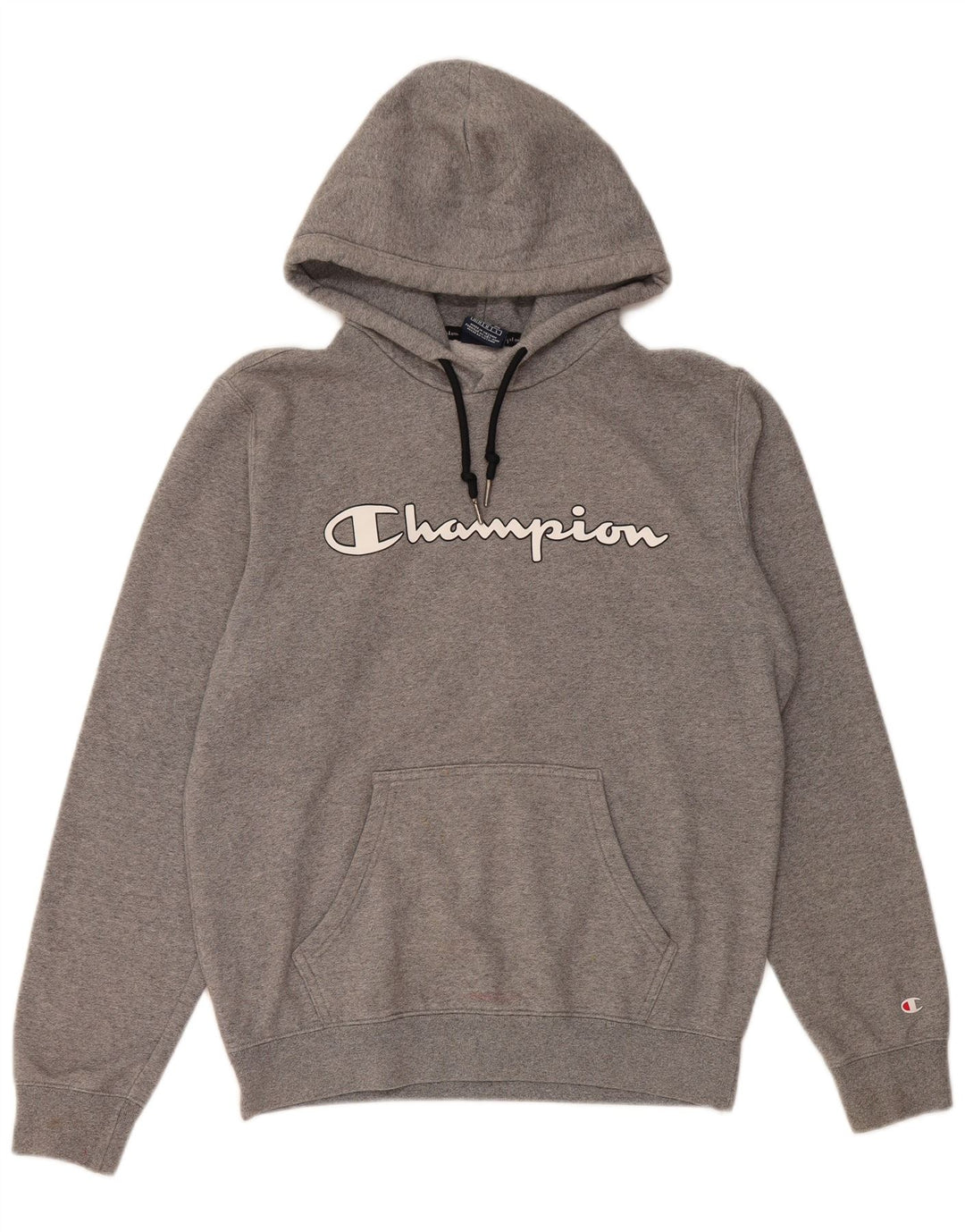 Champion Mens Graphic Hoodie Jumper Medium Grey Flecked Cotton