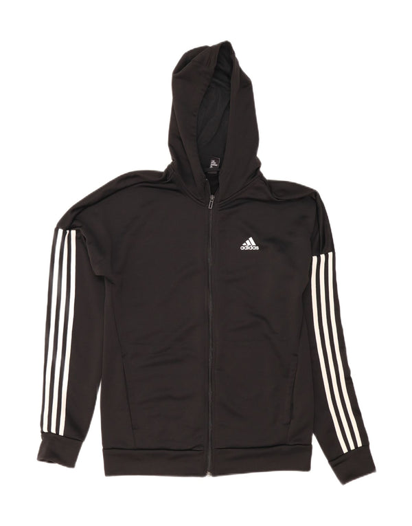 Adidas Mens Zip Hoodie Sweater UK 38/40 Medium Black Polyester