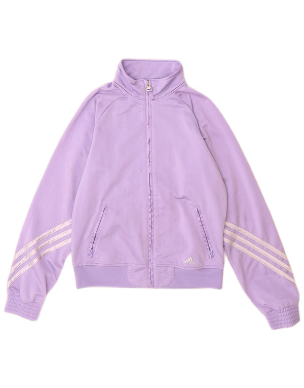 Adidas Girls Tracksuit Top Jacket 11-12 Years Purple Polyester