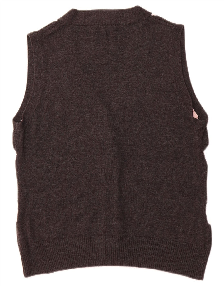 TOM TAILOR Womens Crop Cardigan Sweater UK 18 XL Black Argyle/Diamond