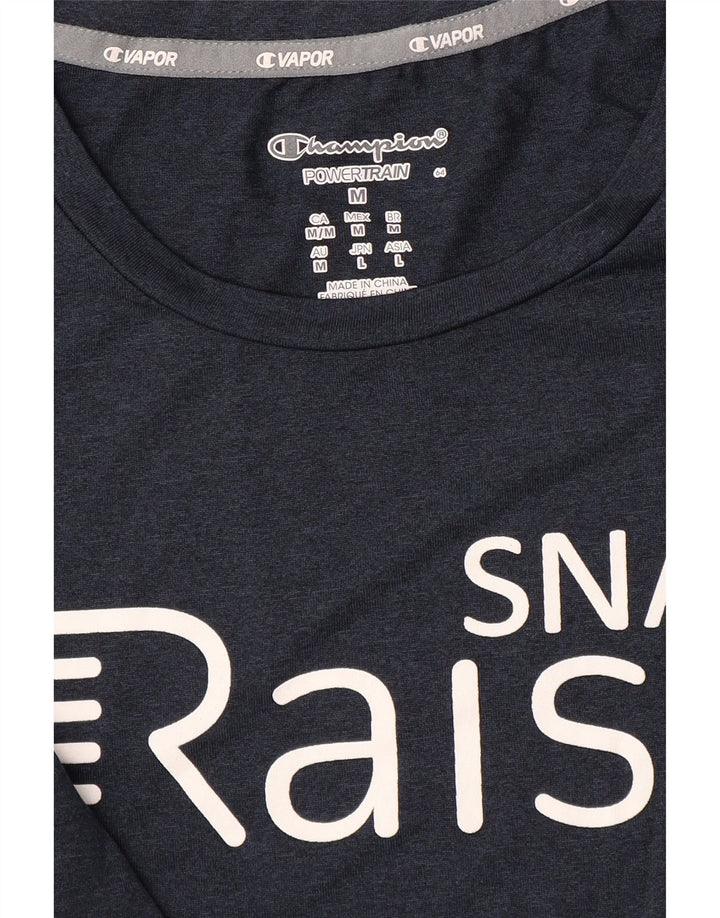 CHAMPION Womens Graphic T-Shirt Top UK 14 Medium Navy Blue