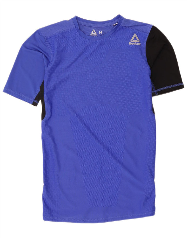 Reebok Womens T-Shirt Top UK 12 Medium Blue Colourblock Polyester