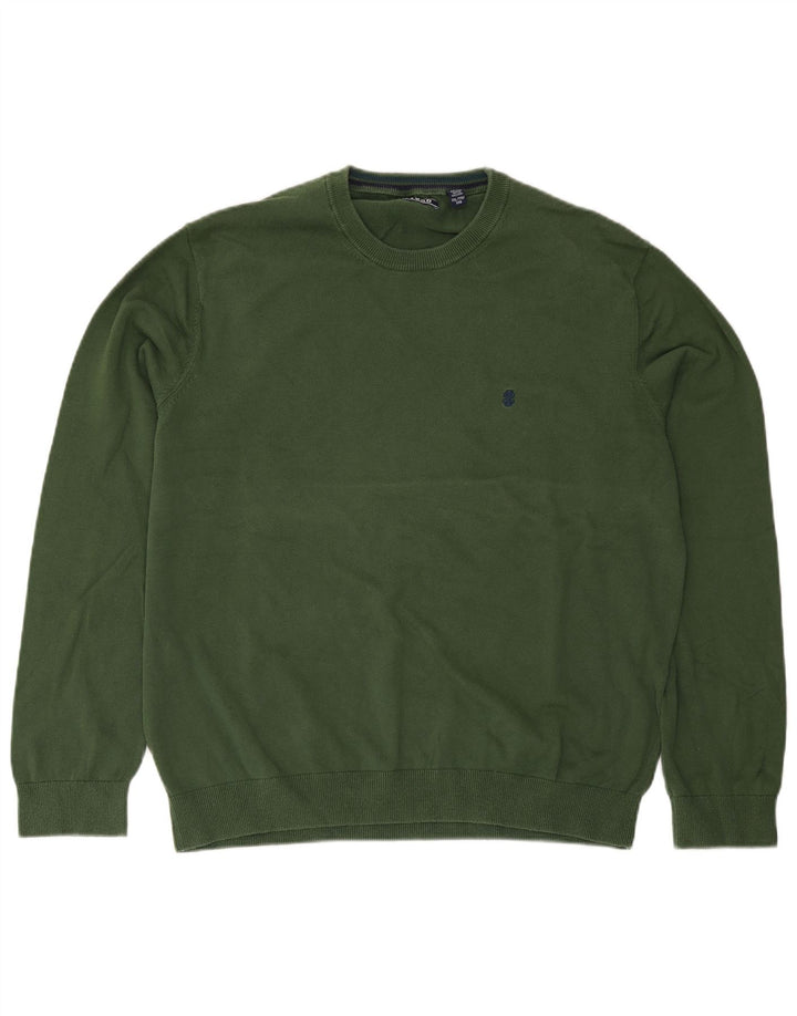 Izod Mens Crew Neck Jumper Sweater 2XL Green