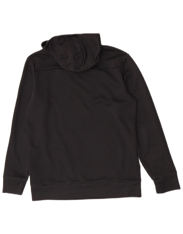 Adidas Boys Graphic Hoodie Jumper 15-16 Years Black Polyester