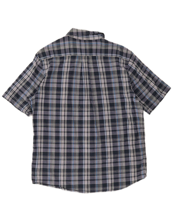 Woolrich Mens Short Sleeve Regular Fit Shirt Large Blue Plaid Cotton