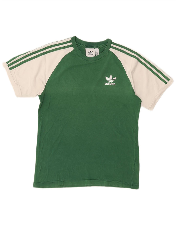 Adidas Mens T-Shirt Top Small Green Colourblock Polyester