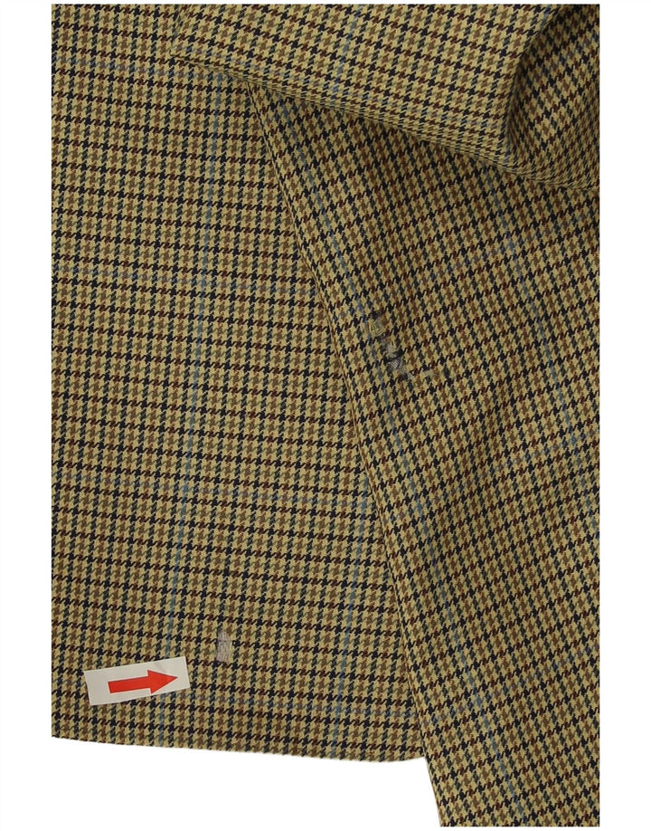 Burberry Mens Blazer Jacket EU 48 Medium Yellow Houndstooth Virgin Wool