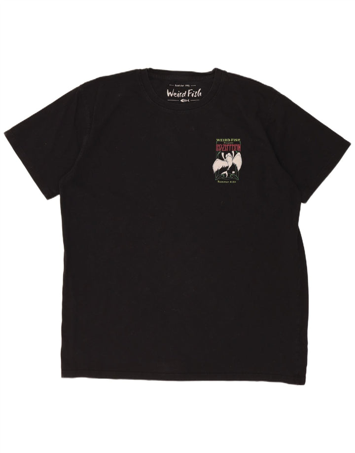 WEIRD FISH Mens Graphic T-Shirt Top XL Black Cotton