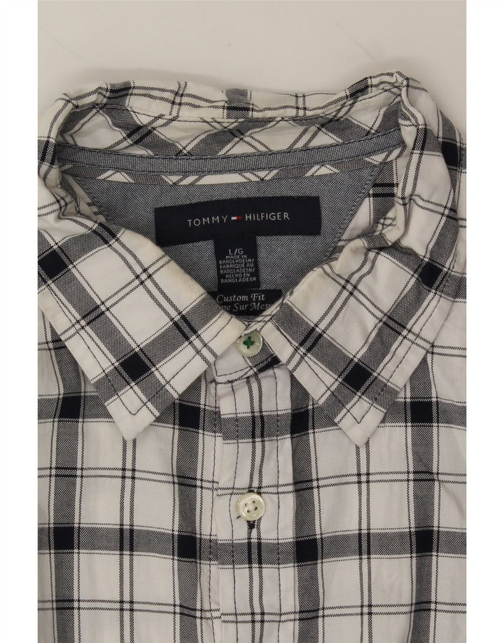 TOMMY HILFIGER Mens Custom Fit Shirt Large White Check Cotton Vintage Tommy Hilfiger and Second-Hand Tommy Hilfiger from Messina Hembry 