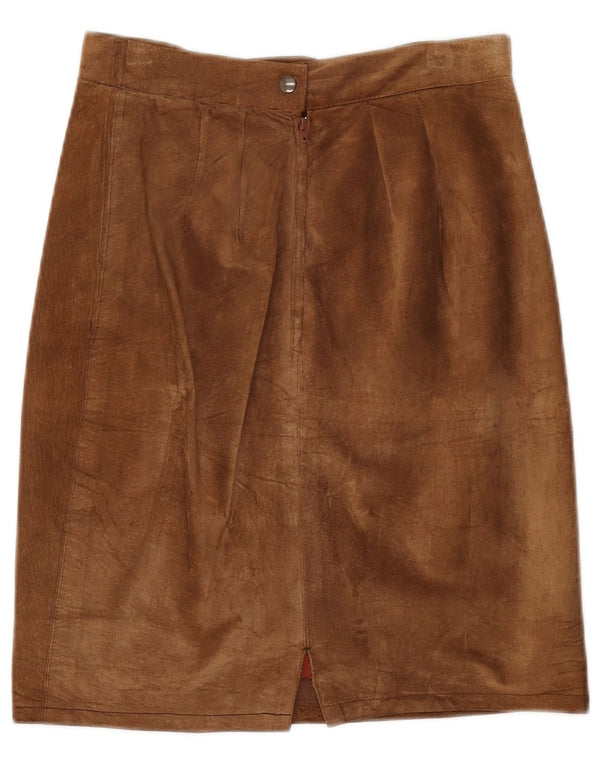 VINTAGE Womens Suede Skirt IT 44 Medium W28 Brown