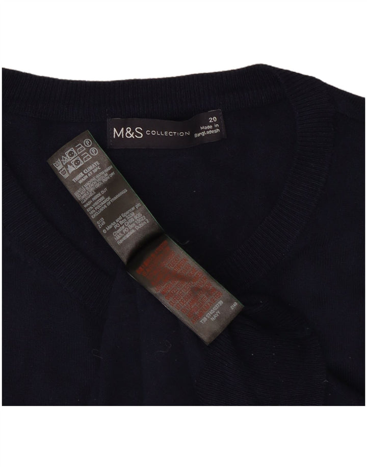 Marks & Spencer Womens Cardigan Sweater UK 20 2XL Navy Blue Viscose