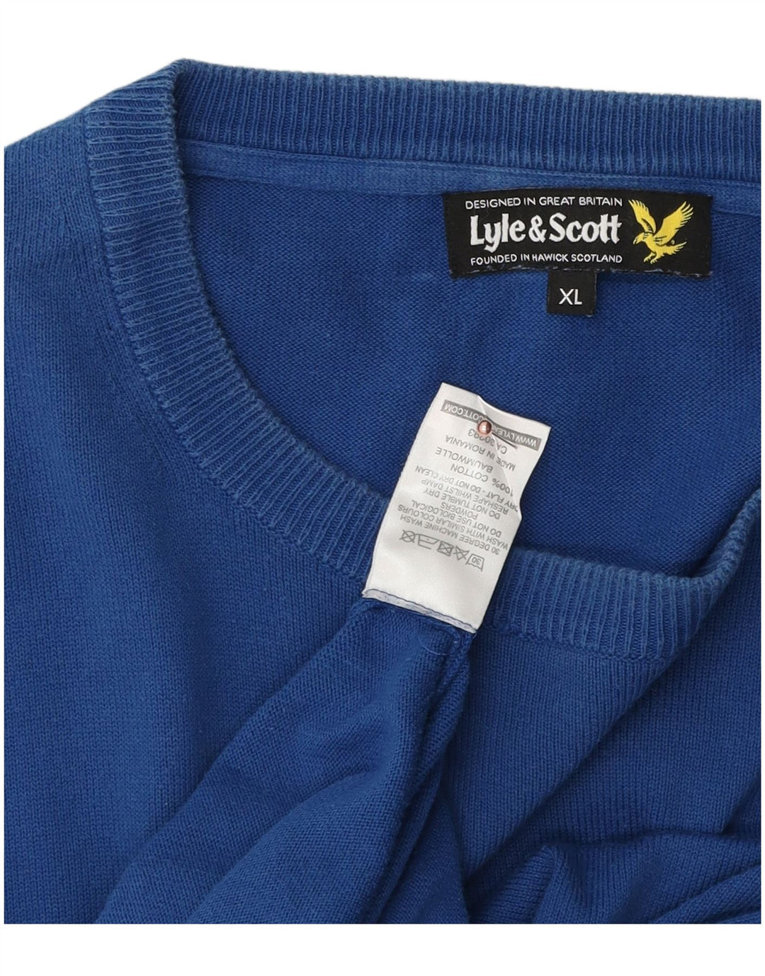 LYLE & SCOTT Mens Crew Neck Jumper Sweater XL Blue Cotton