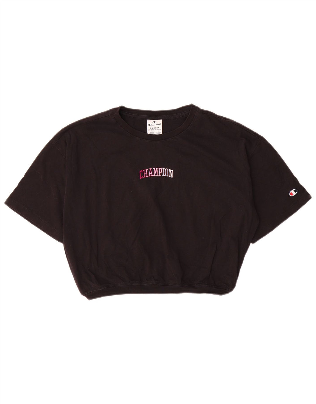 CHAMPION Girls T-Shirt Top 13-14 Years XL Black Cotton