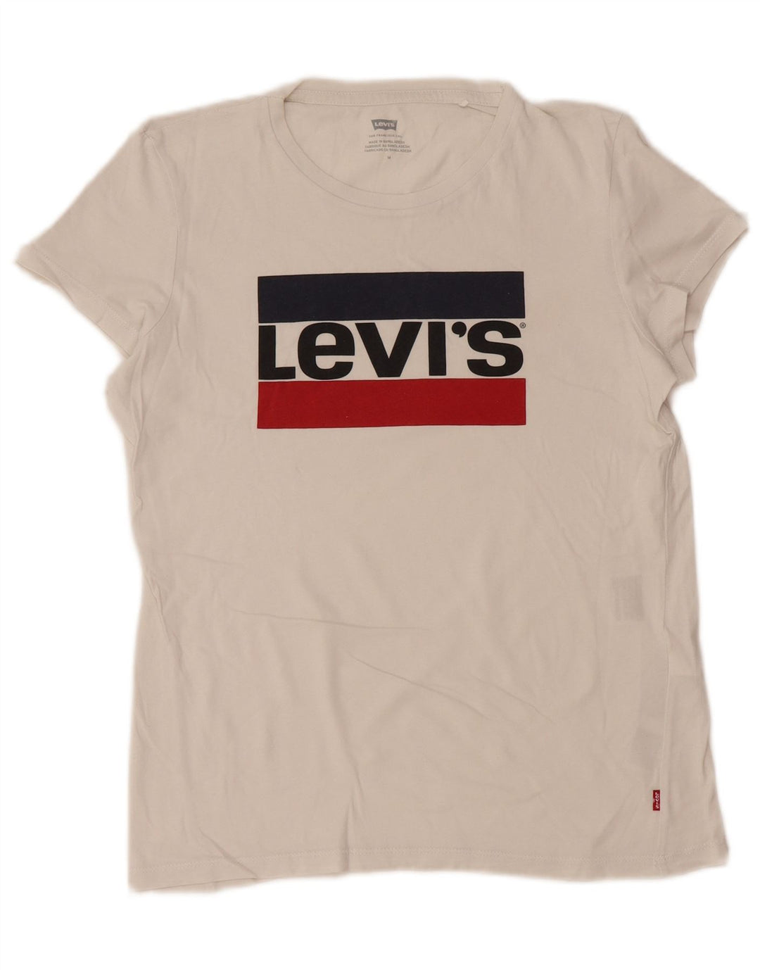 LEVI'S Womens Graphic T-Shirt Top UK 12 Medium White Cotton