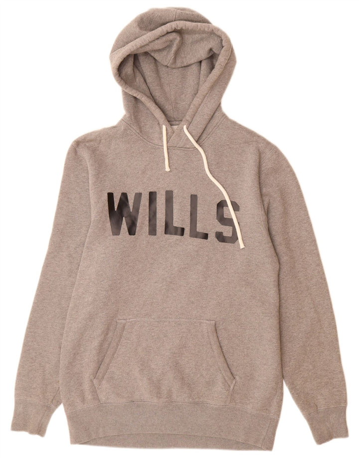 JACK WILLS Mens Graphic Hoodie Jumper XS Grey Cotton
