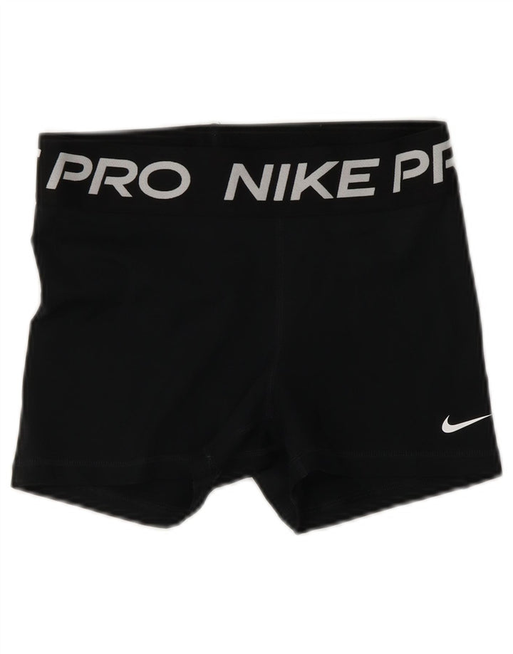 NIKE Womens Dri Fit Graphic Sport Shorts UK 10 Small  Black Polyester
