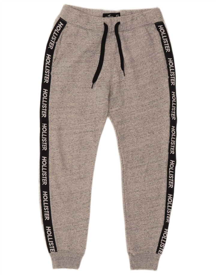 HOLLISTER Mens Graphic Tracksuit Trousers Joggers XS  Grey Flecked Cotton