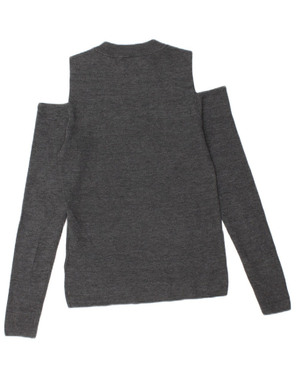 Whistles Womens Off Shoulder Crew Neck Jumper Sweater UK 8 Small Grey