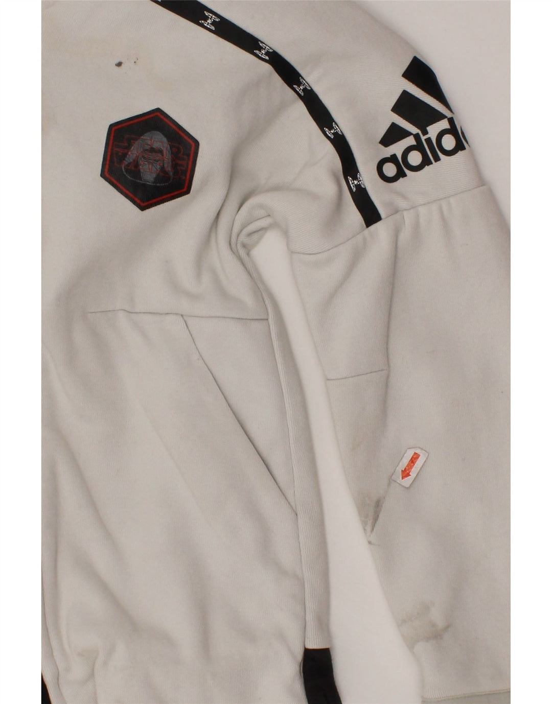ADIDAS Boys Star Wars Zip Hoodie Sweater 3-4 Years White Colourblock
