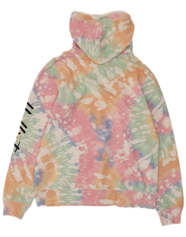 HOLLISTER Womens Graphic Hoodie Jumper UK 14 Medium Multicoloured Tie Dye