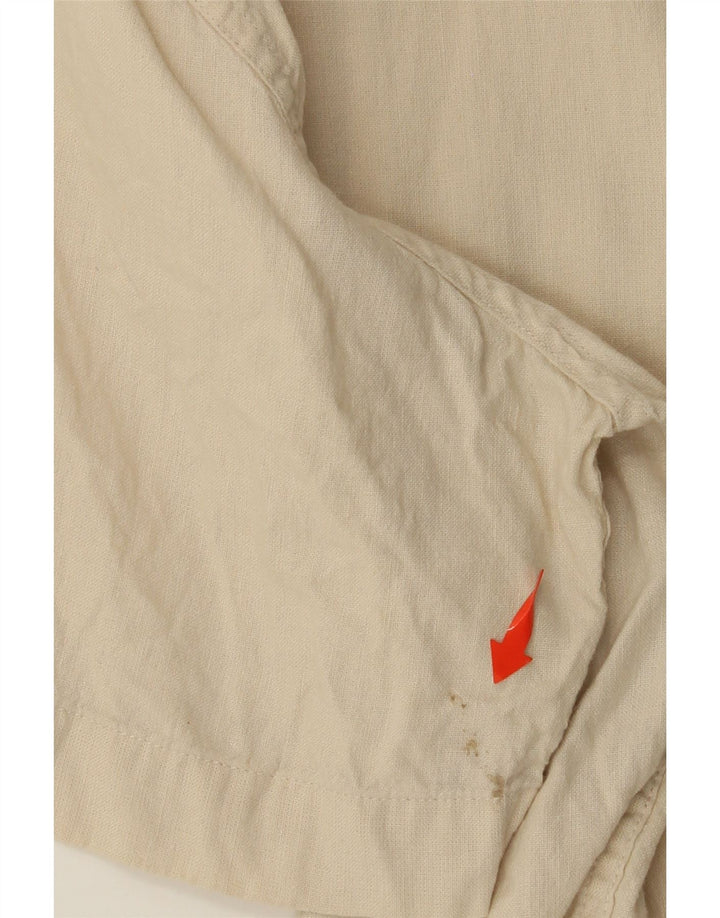 WRANGLER Mens Short Sleeve Shirt Large Beige Linen