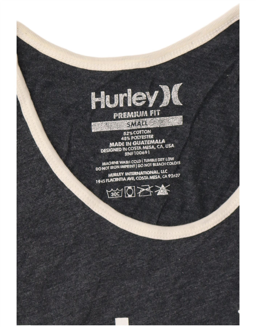 HURLEY Mens Premium Fit Graphic Vest Top Small Grey Flecked Cotton